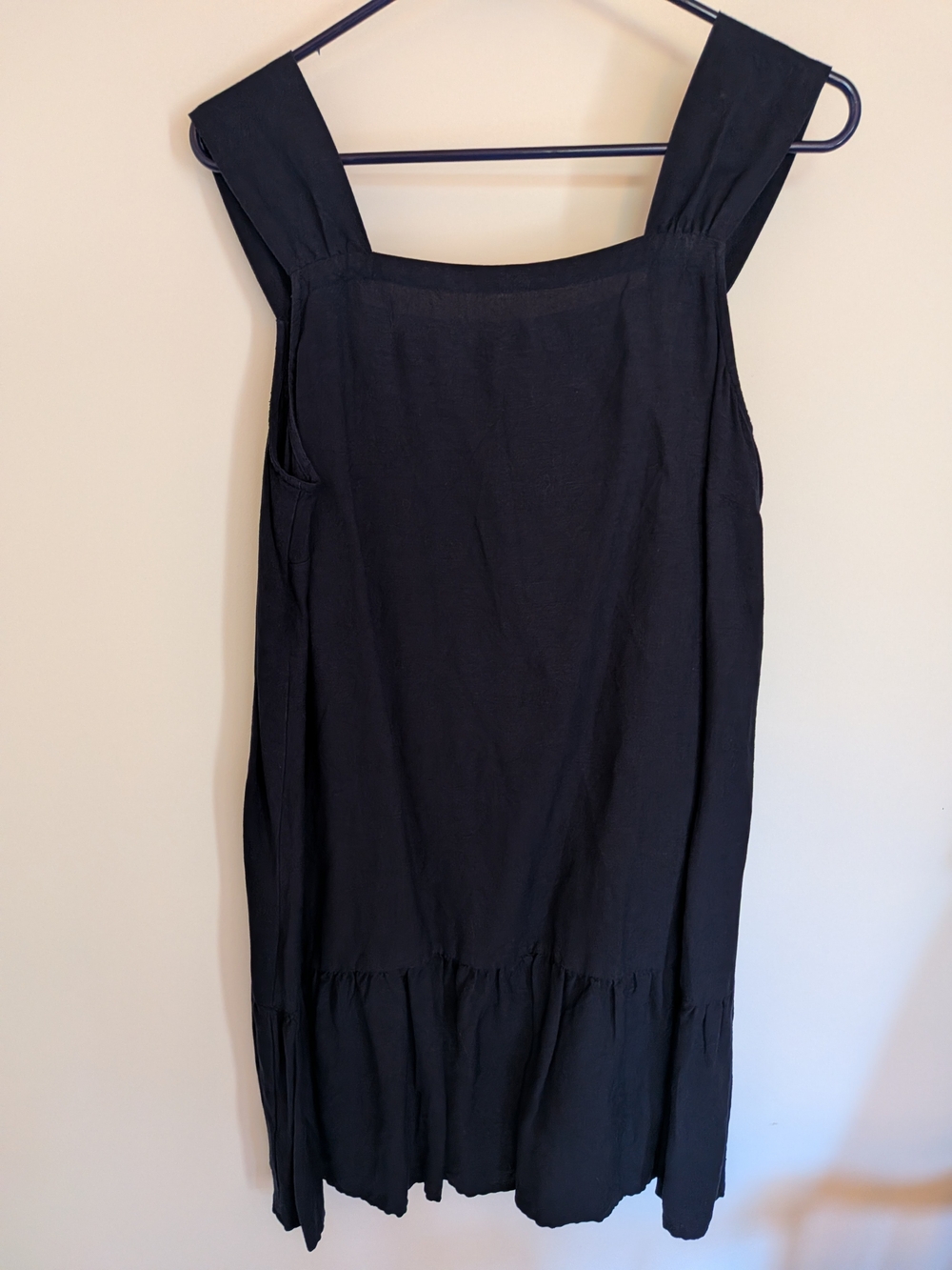 LOFT Black Square-Neck Midi Dress with Wide Straps